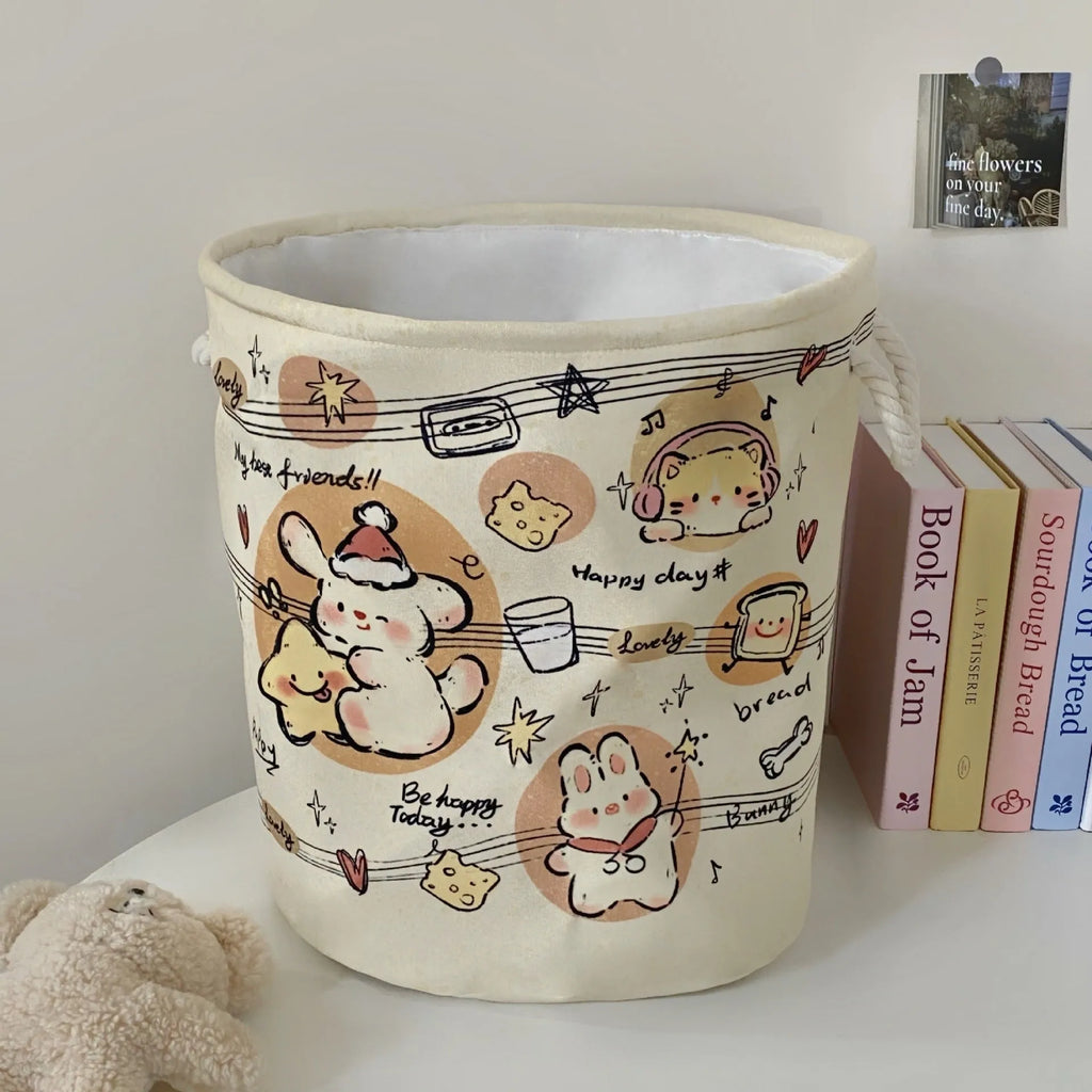 Foldable cotton laundry basket in modern simple style with large capacity for bedroom bathroom storage