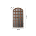 Terrace distressed fake window wall mirror with wooden glass and log-coloured finish