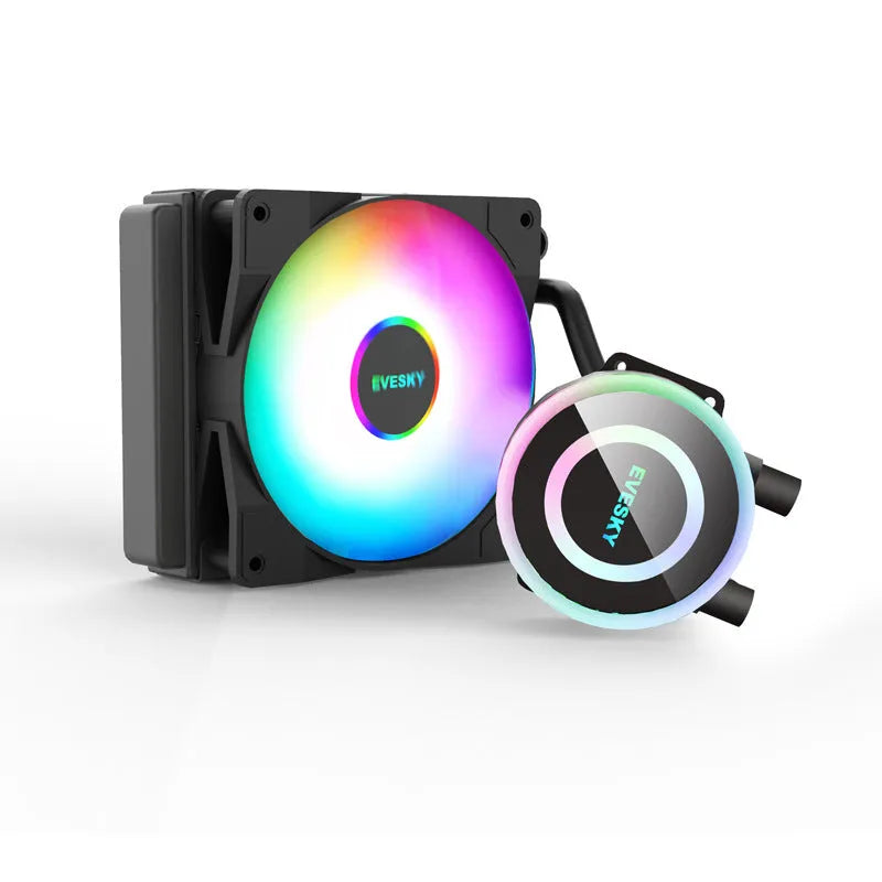 CPU radiator with RGB lighting effects and aluminium construction for desktop computer cooling