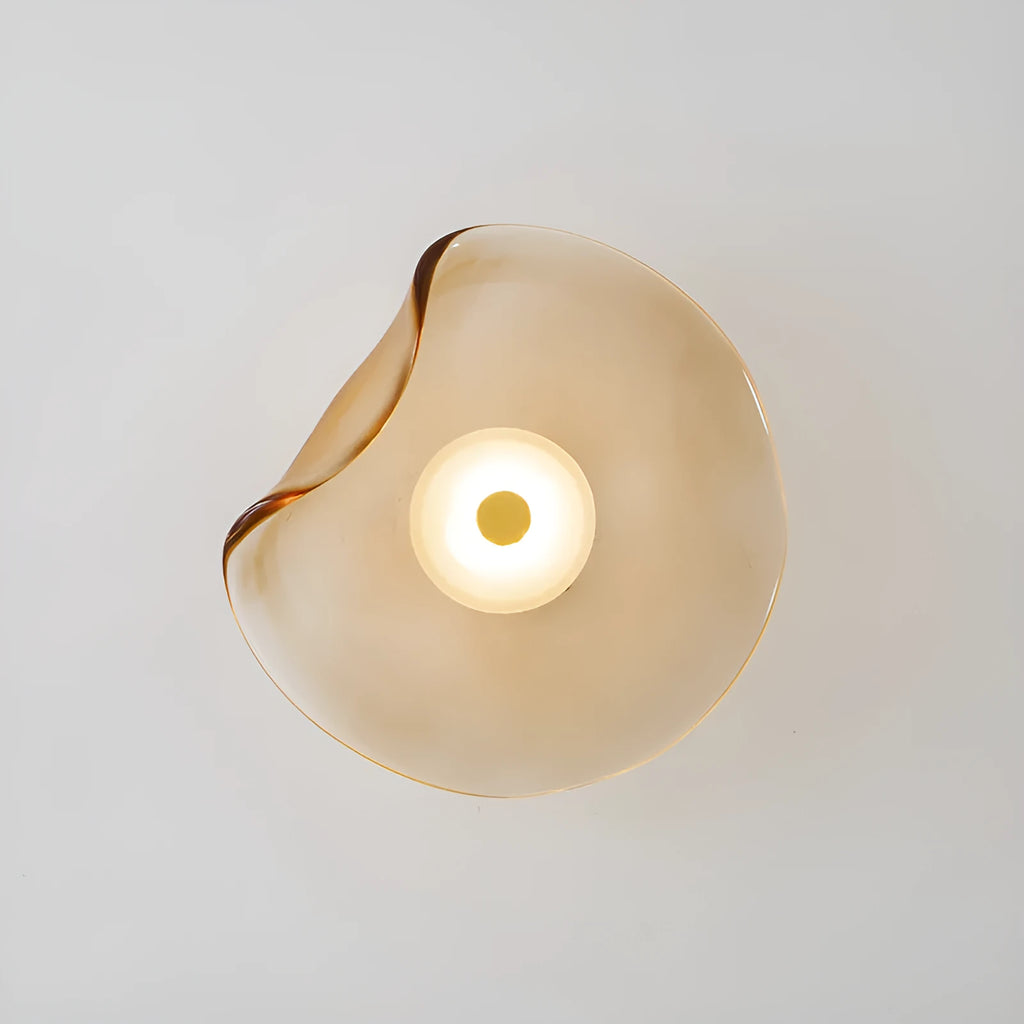 Round glass wall lamp in cognac colour for bedroom bedside, 220V decorative light