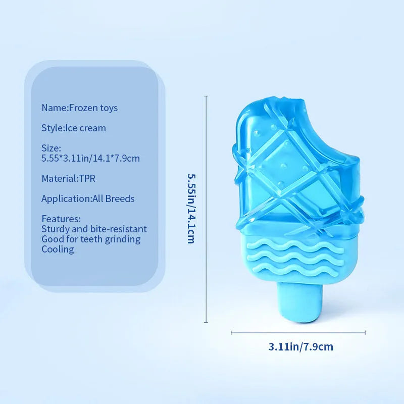 Summer ice cold dog popsicle cooling pet toy set with water-filled stick, pacifier, popsicle, and ring shapes