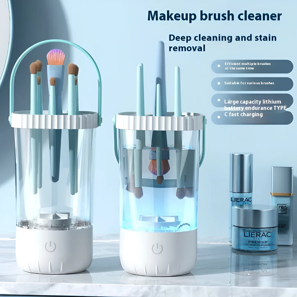 White plastic electric makeup brush cleaning tool with 24cm length and charging cable