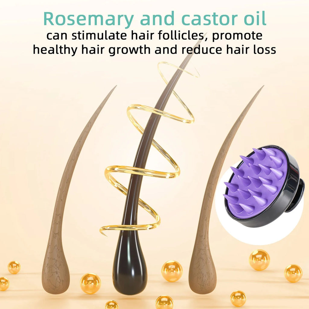 118ml bright yellow hair treatment oil bottle with massage brush for hair strengthening