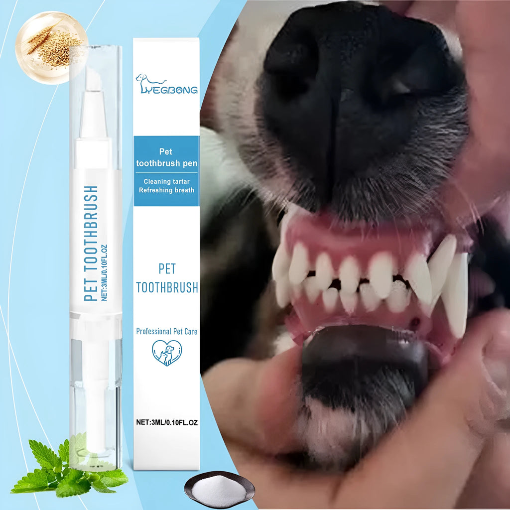Soft Breath Care pet toothbrush pen with silicone bristles for cat and dog dental cleaning