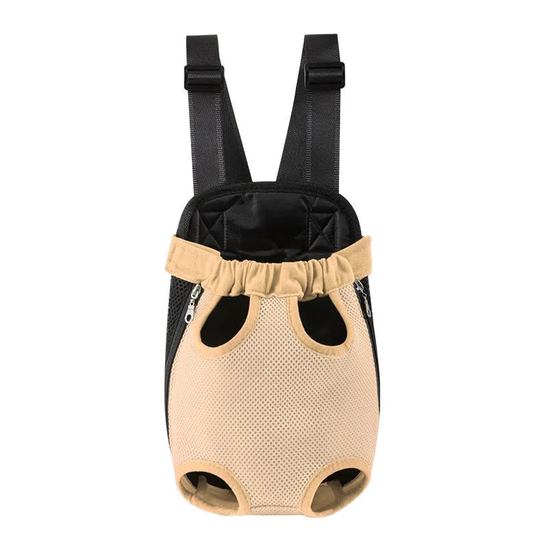 Pet dog carrier backpack in black nylon with breathable mesh and adjustable straps for small dogs