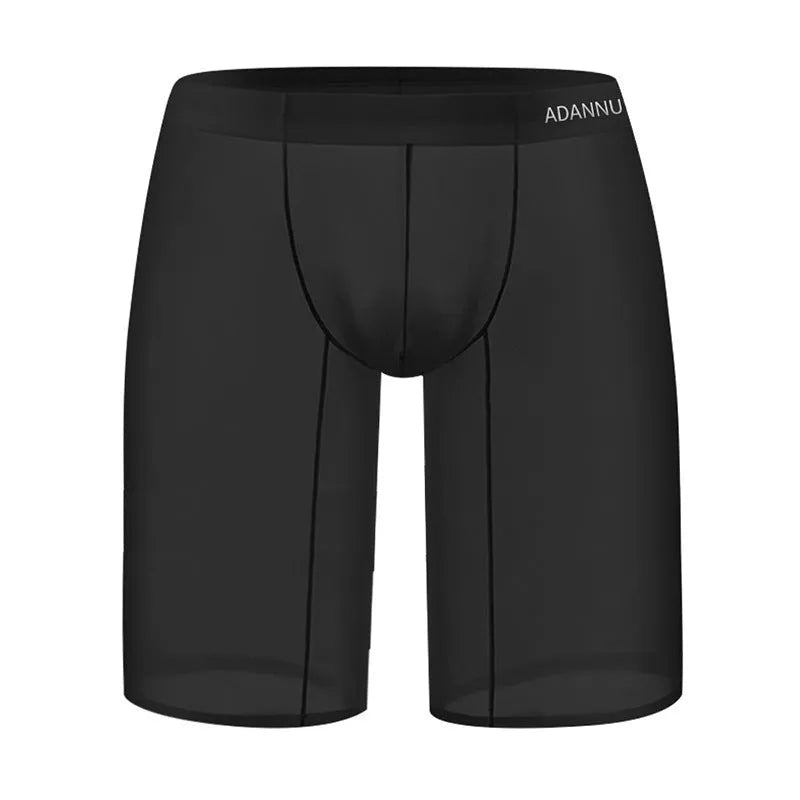 Men's seamless mesh shorts in solid colour with hip-lifting construction