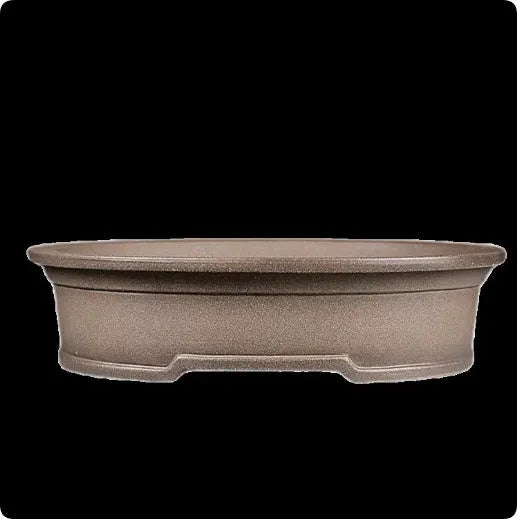 Handmade oval purple sand ceramic bonsai flower pot with antique finish.