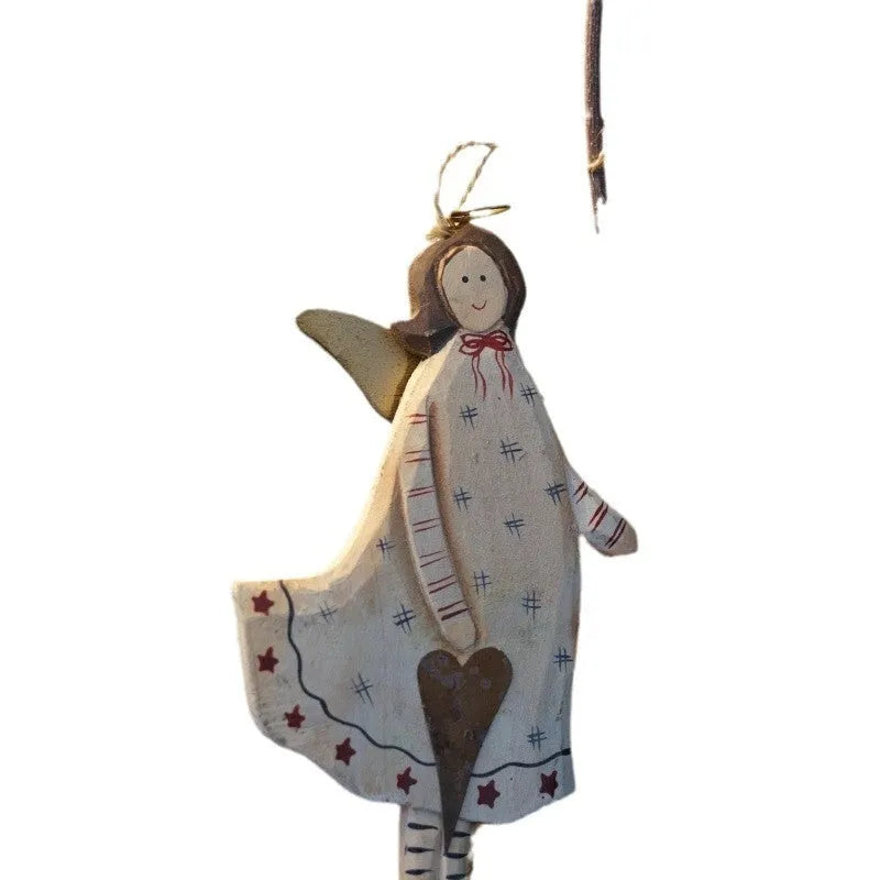 Carved wooden door plate pendant with hand-painted American country style decoration