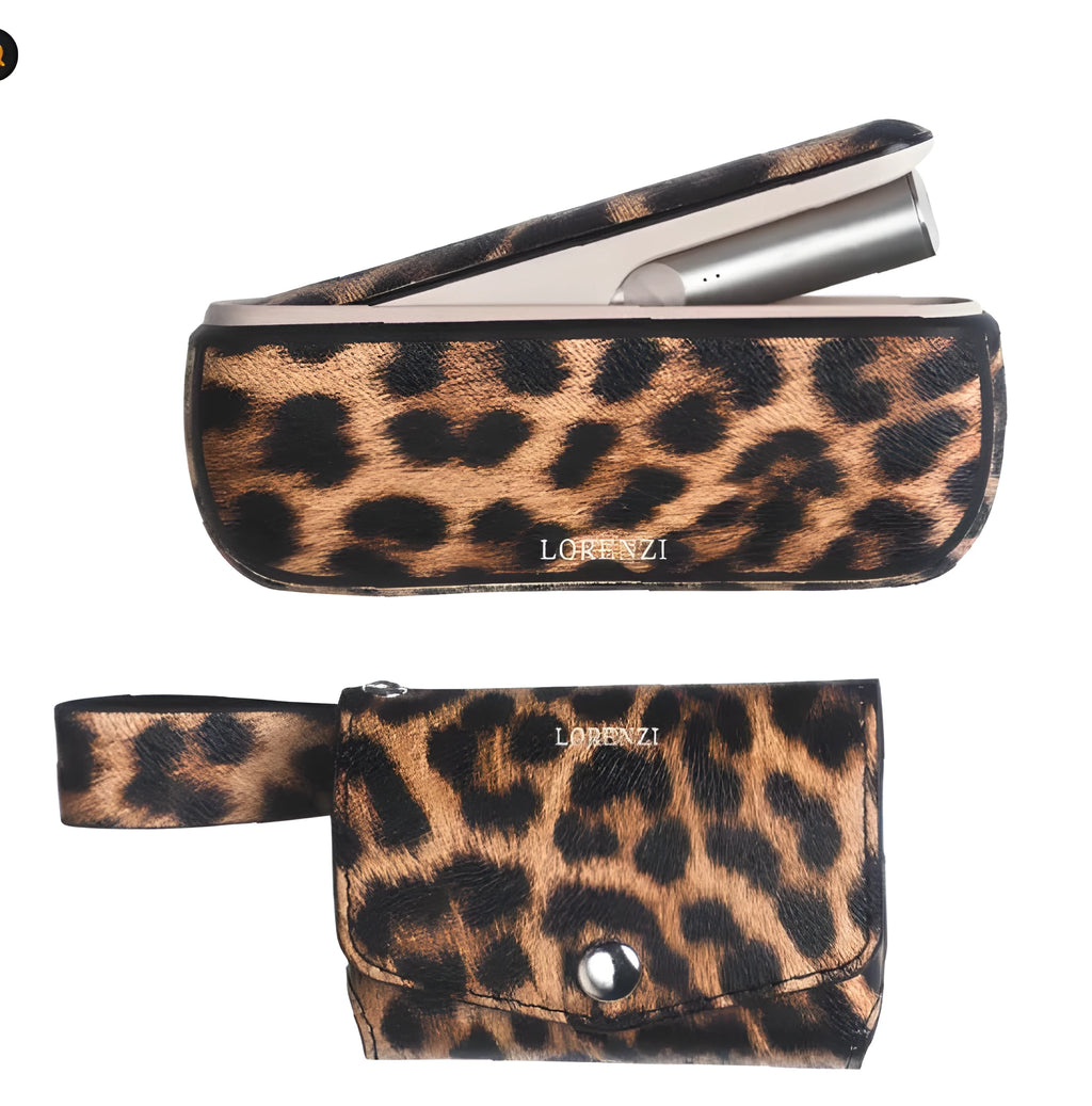 Light luxury storage protective bag with zip closure in leopard print and yellow colour options