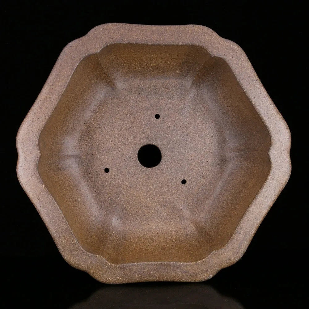 Handmade purple sand tea basin for Taiwan pine plants in large hexagonal design