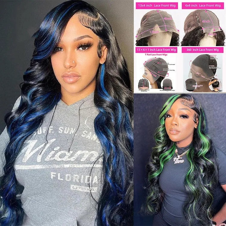 A woman wearing a Real Human Hair Lace Headgear with a 4x4 lace front in a long, straight style.