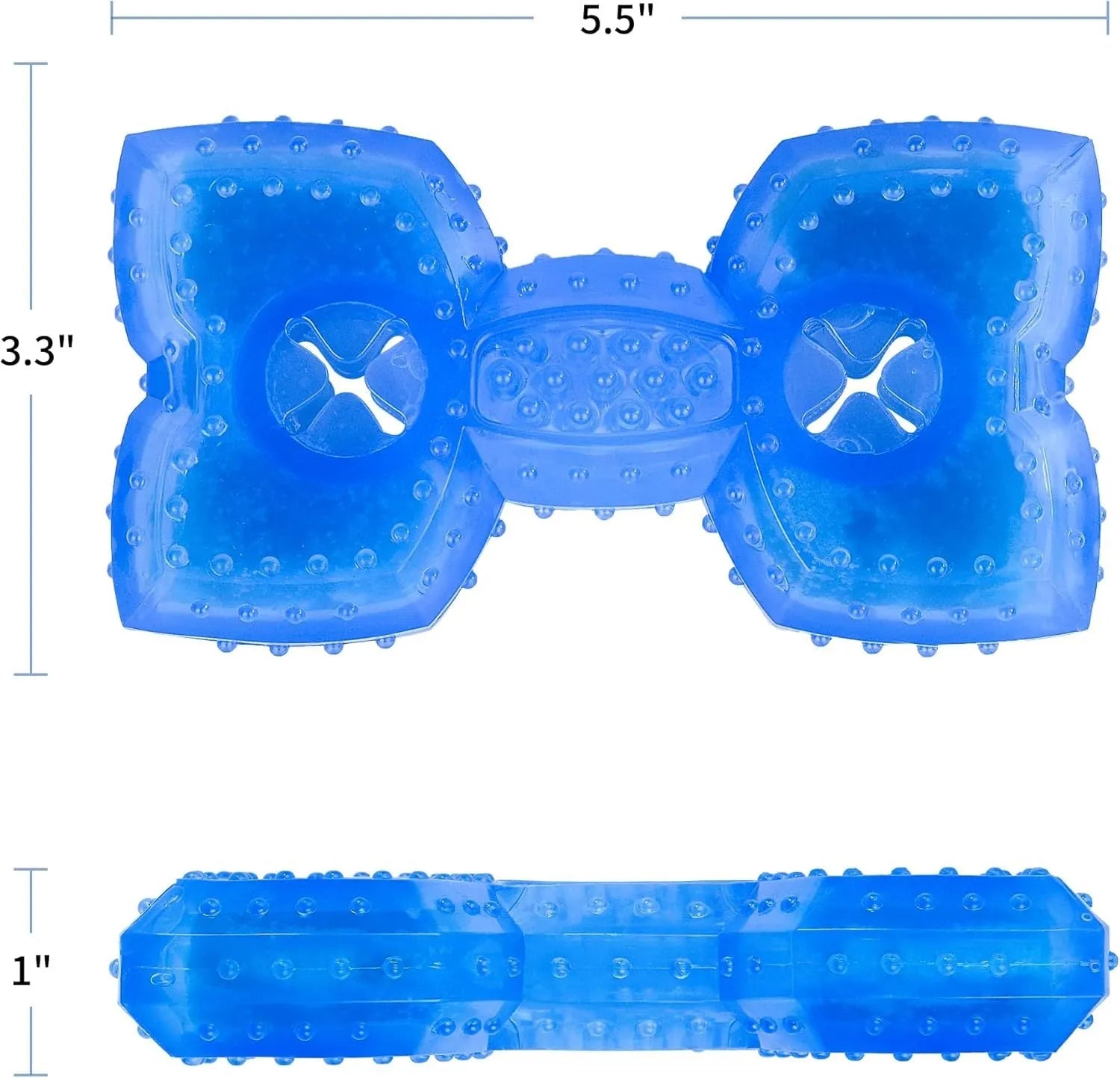 Freezable bone and circle shaped dog teething chew toy for cooling and dental care