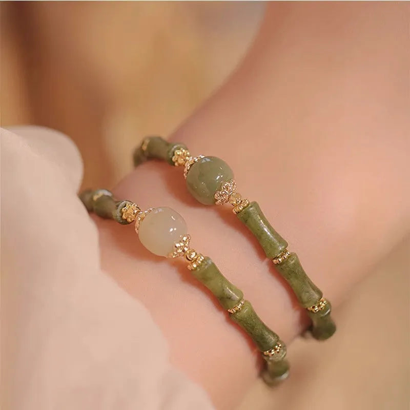 Hetian jade bracelet for women round shape Dark Green colour simple style