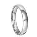 Silver titanium steel ring showing three width options: 2mm, 4mm, and 6mm bands