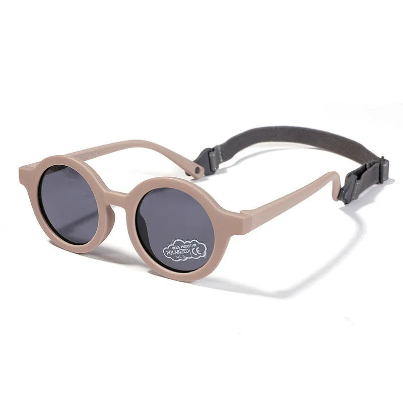 Children's round frame silicone sunglasses with polarised lenses for 0-3 year olds