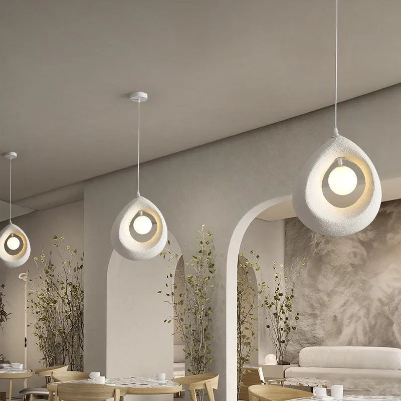 Modern retro restaurant bar chandelier with milky white 32x35cm lampshade pendant light