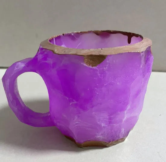 400ml resin coffee mug with handle in a choice of colours including blue, purple, and rock pattern.