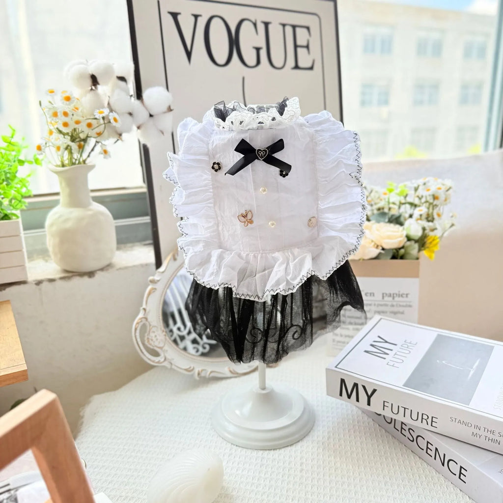 White polyester princess-style waltz gauze skirt for small to medium dogs