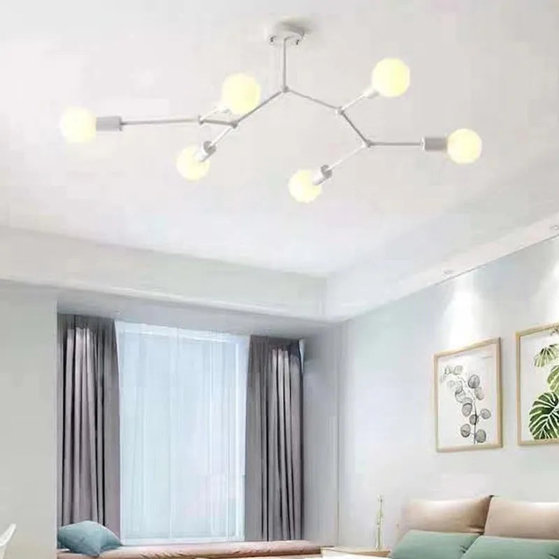 Iron Nordic ceiling lamp with 3 black heads for living room ceiling installation
