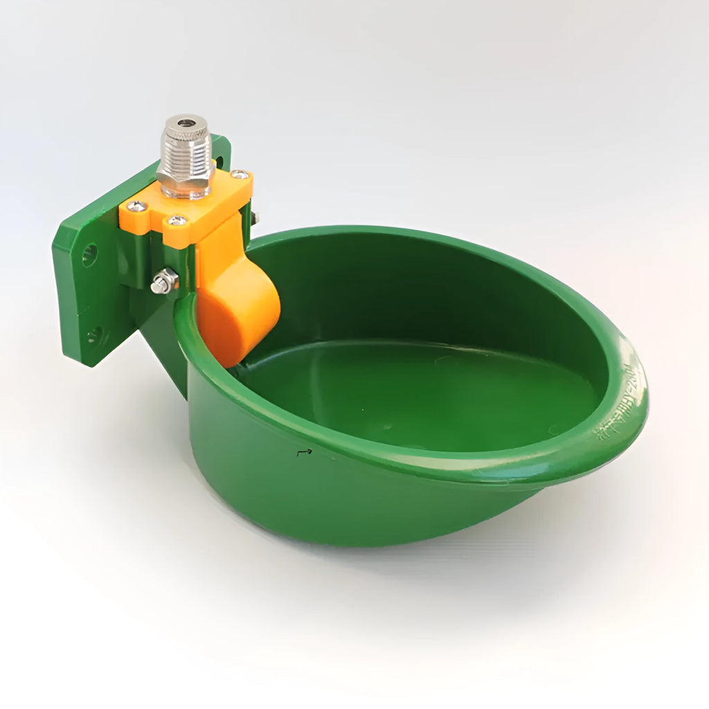 Green engineering plastic sheep drinking bowl with auto water nozzle for pig and sheep farm use