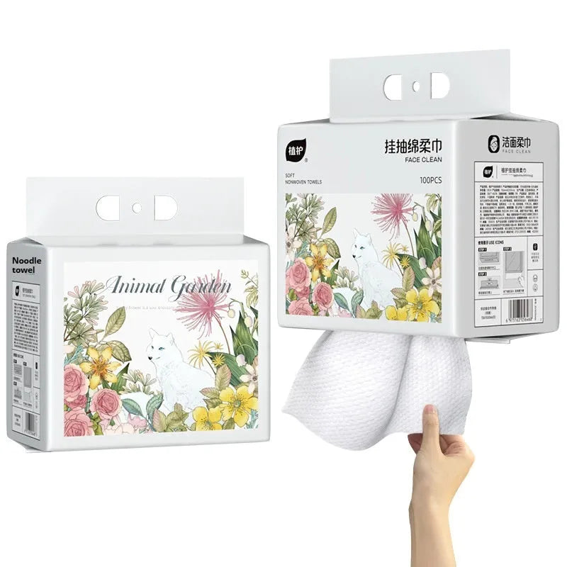 Disposable face cloth roll with 100 sheets in winter and spring soft cotton colour