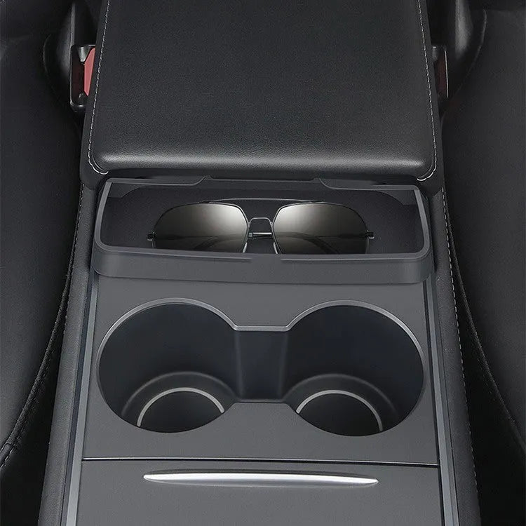 Black silicone glasses case for Tesla Model 3/Y central armrest box with nano adhesive pad