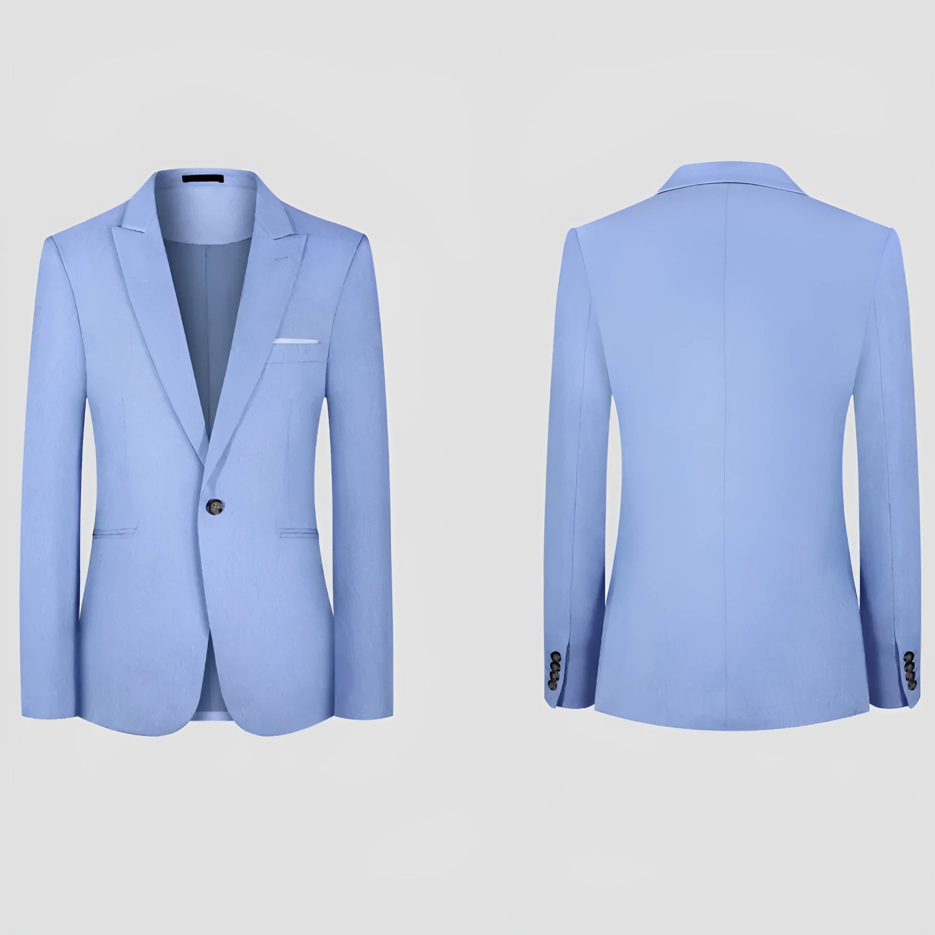 Men's light blue Western style casual two-piece suit with matching coat