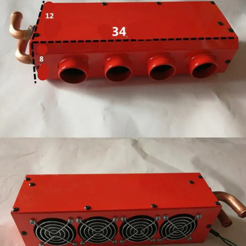 Metal automotive heater with copper pipe connections for 12V 24V vehicle installation