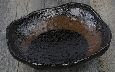 Japanese coarse pottery sashimi bowl set with irregular shaped ceramic tableware and floral decorations