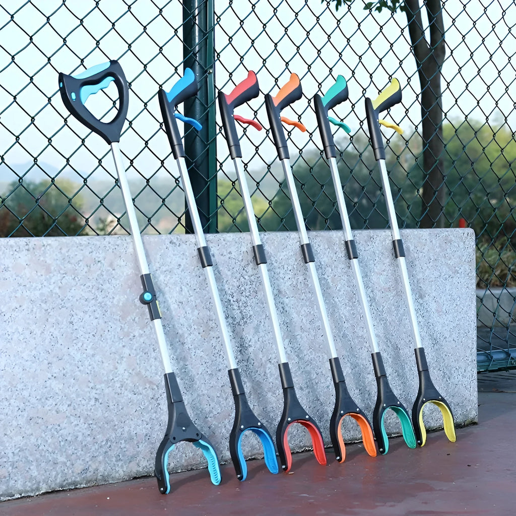 Plastic and aluminium alloy sewer pliers trash grabber tool in blue colour variant