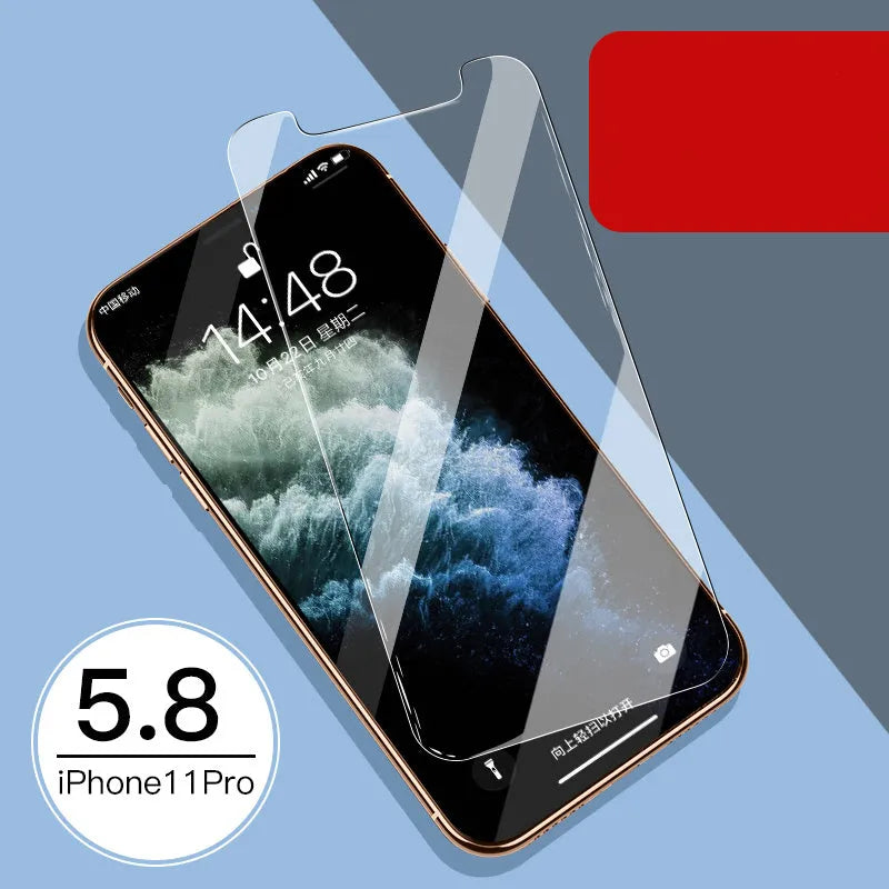 Apple iPhone tempered glass screen protector film for front and rear, showing half-screen design