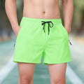Black men's high-waist polyester fitness training shorts with a drawstring.