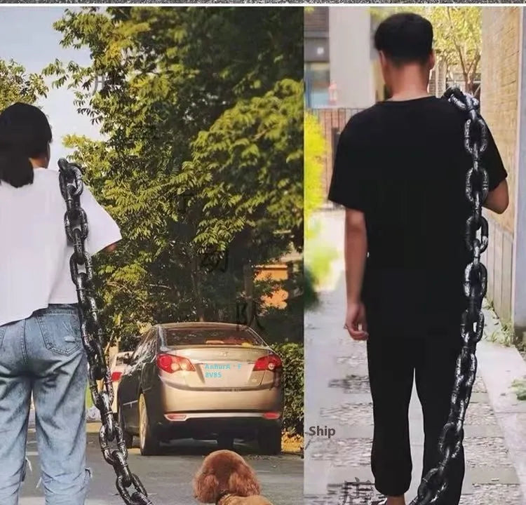 Simulation dog leash prop in metallic colours for video content creation
