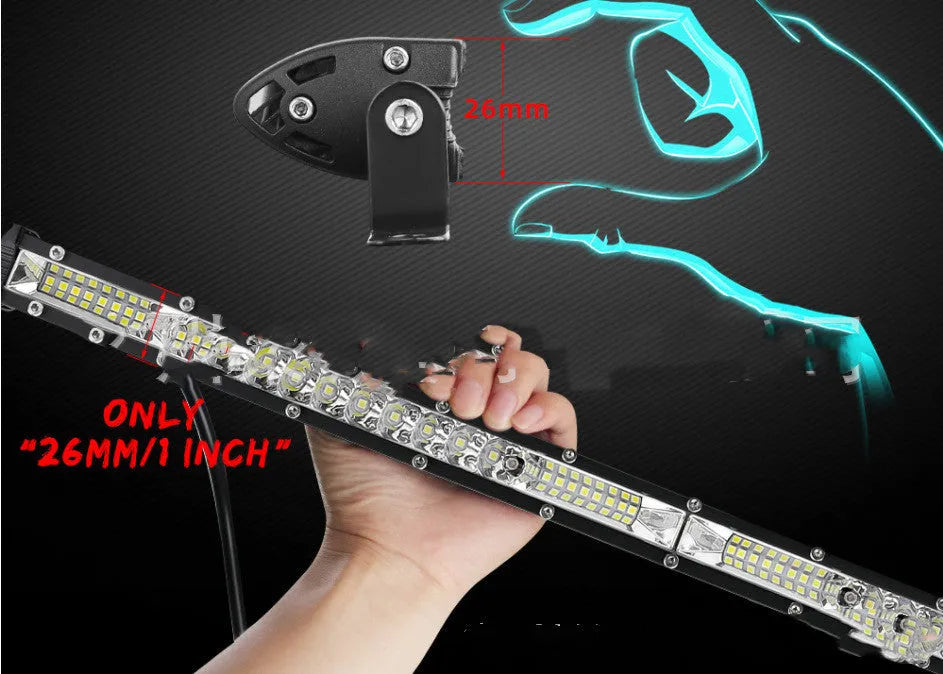 LED ultra-thin single row strip light in aluminium housing, white light, for roof or bumper mount