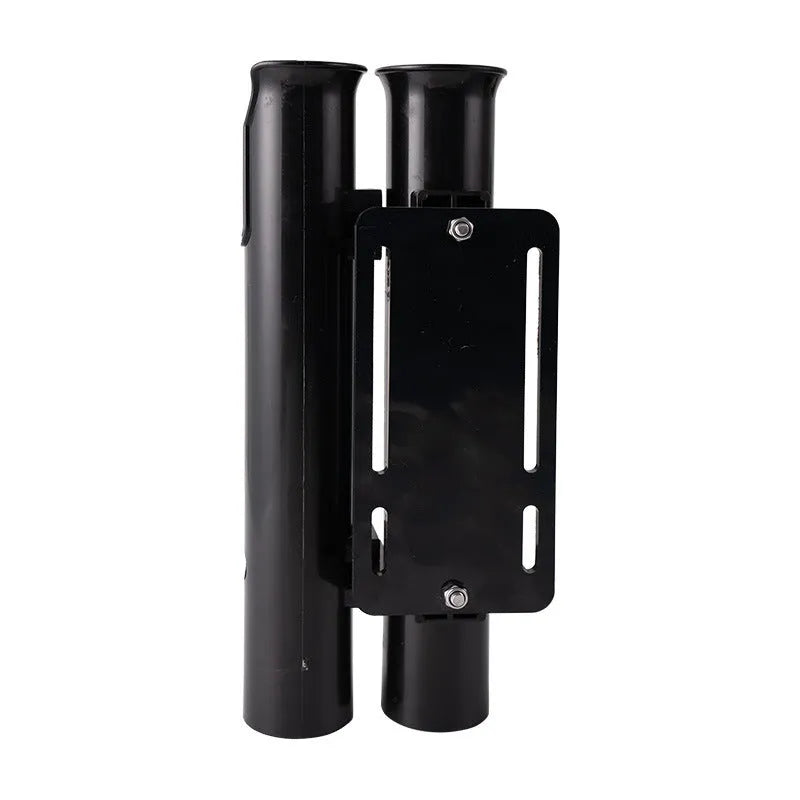 Black carbon fishing rod rack mounted on motorcycle with double-layer plastic rod frame