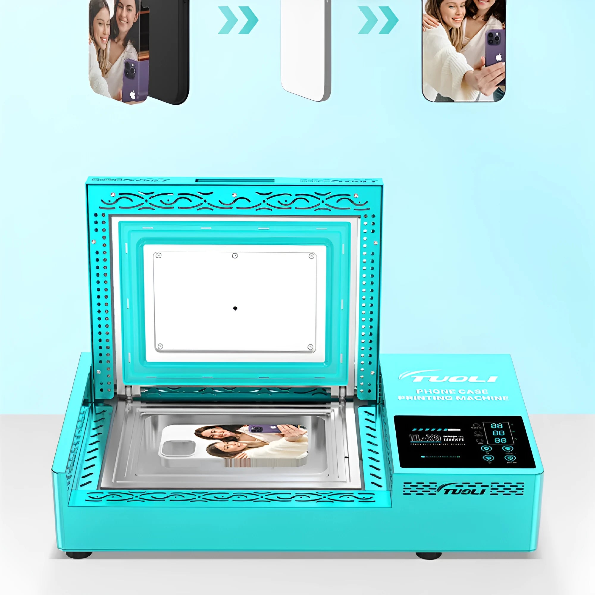 Phone case heat transfer printing machine with metal construction for custom mobile cover decoration