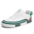 Men's casual canvas shoes with mesh upper in Milan beige and white/green colours