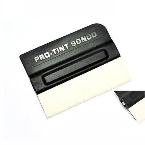 Car film scraper tool with black deerskin pad for applying colour changing vehicle wraps