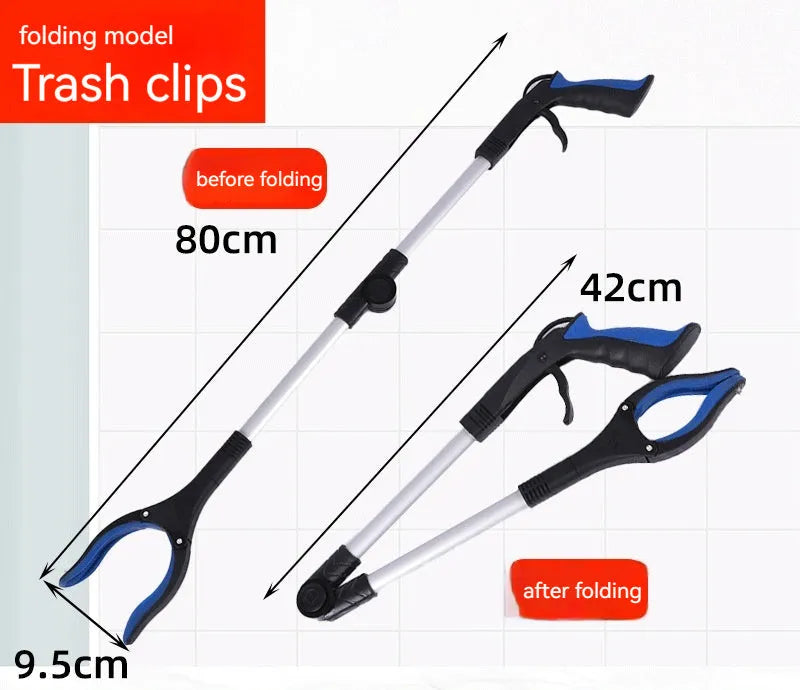 Aluminium folding garbage clamp with magnetic sucker in blue handle colour