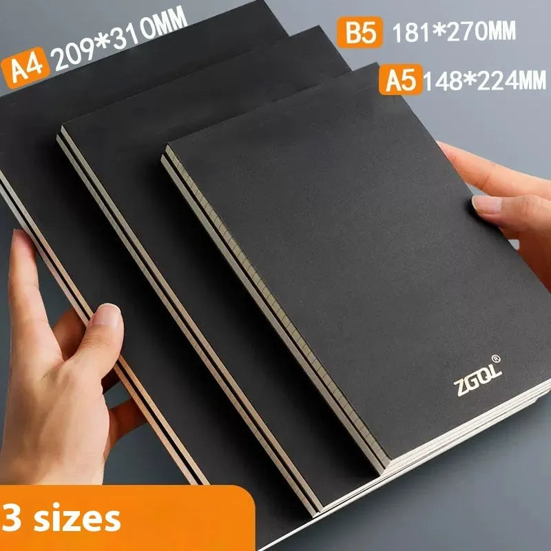 A5, B5 and A4 tearable writing pads with 80 sheets showing blank, grid and horizontal line ruling options