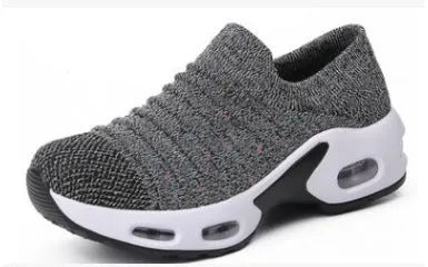 Plus size fly-knit sock shoes in 2088 Tao black with round toe, low heel, and stretch mesh upper
