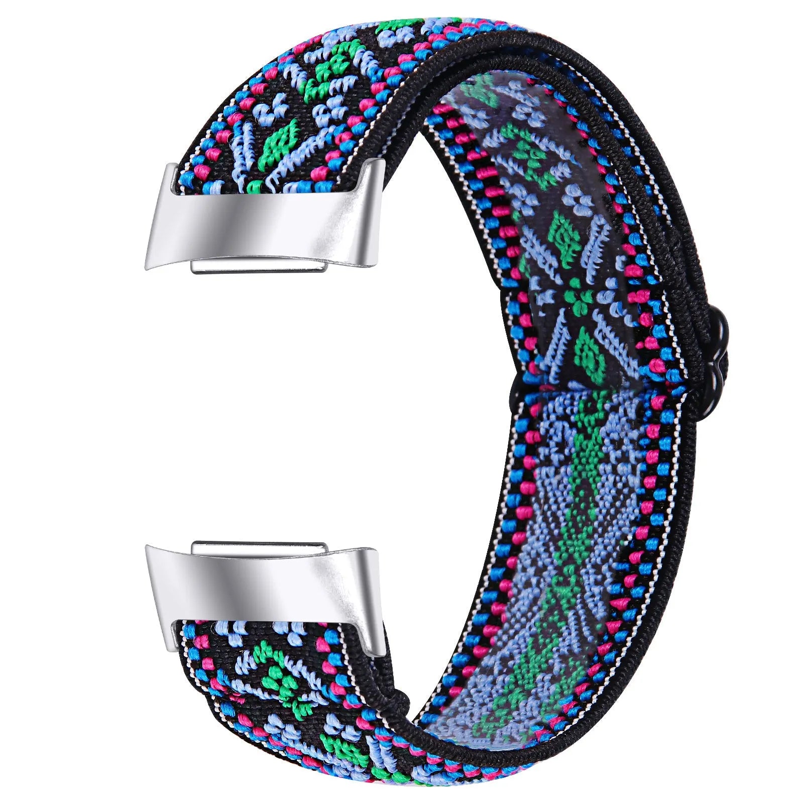 Adjustable printed elastic watch strap for Fitbit Charge 6 in Green Arrow colour, 5.5-8.5 inches fit