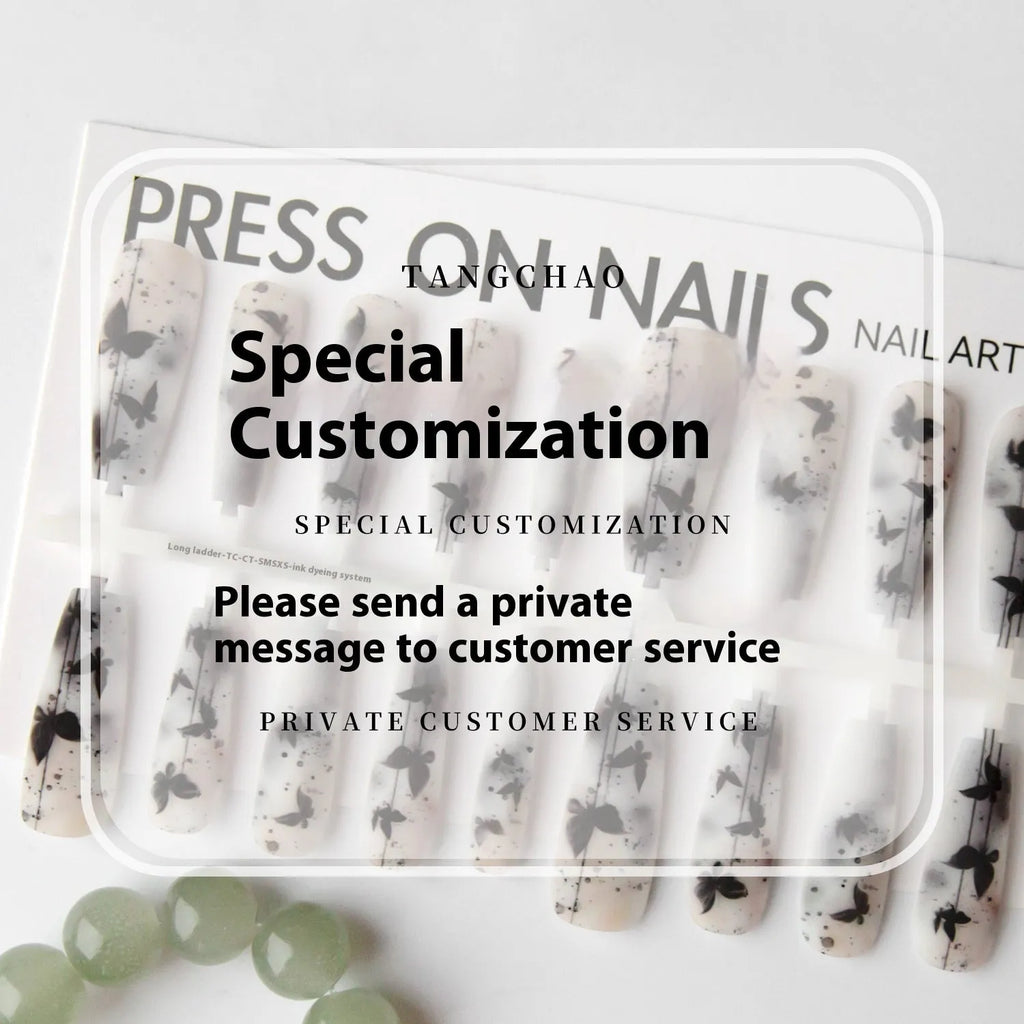 Ink dye long ladder nail stickers with butterfly pattern in glossy sealing layer finish