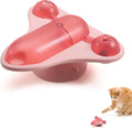 Blue interactive pet puzzle feeder toy with bell, catnip, and snack cabin on a suction cup base.