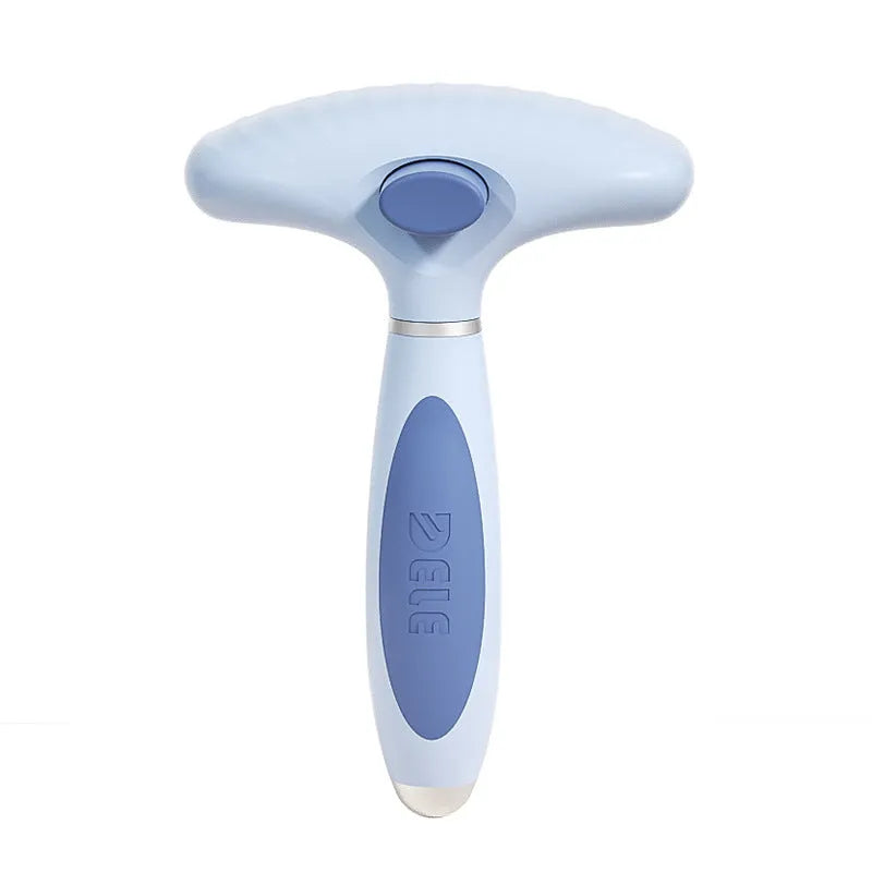Azure light blue pet comb with double row stainless steel teeth for dog grooming