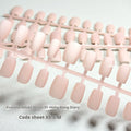 Frosted Velvet Cat's Eye false nail set showing Aurora armour design on short ladder shaped nails in sizes XS, S, and M.