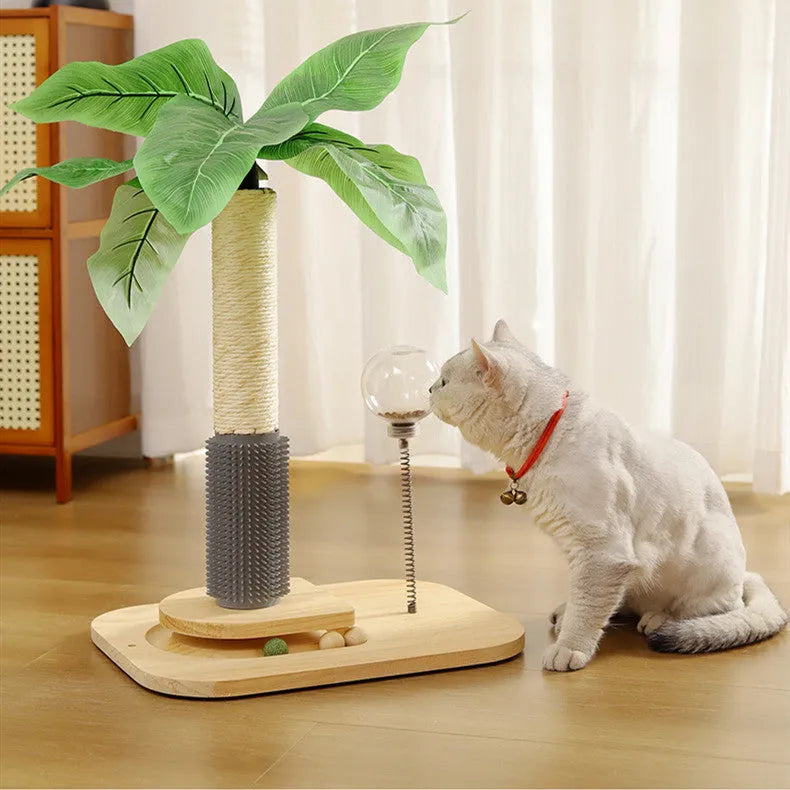 Wooden cat scratching post in canna colour with vertical durable design