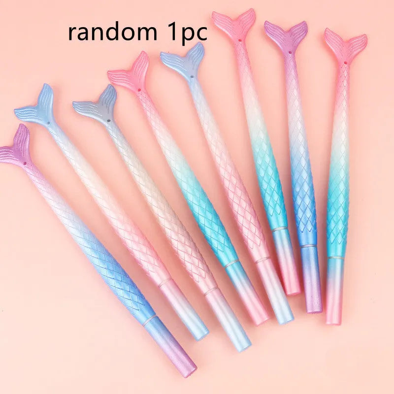 Creative cartoon mermaid pen with 0.38mm fine tip, random colour, plastic body, isolated on white background