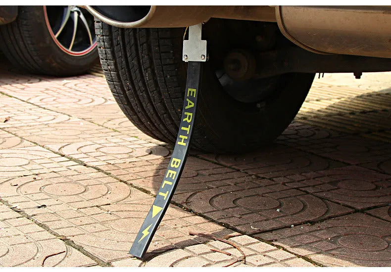 Black rubber and copper car electrostatic grounding belt, 370mm long, for anti-static protection.