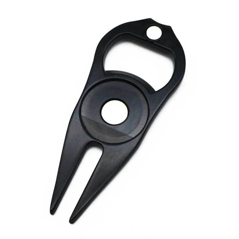 Zinc alloy golf ball yoke bottle opener tool with 88x35mm ball lifter and 25mm marking coin